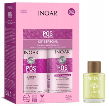Inoar Pos Progress Duo Pack szampon+odżywka po keratynie 2x250ml+olejek 7ml