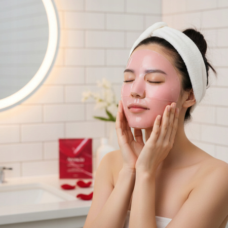 Maska Żelowa do twarzy z Kolagenem efekt liftingu Anti-Aging Arencia 4szt