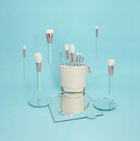 ilu Basic Set Makeup Brushes Zestaw 12 pędzli do makijażu turkusowe + etui
