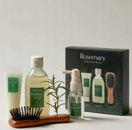 Aromatica Rosemary Scalp Scaling Trial Kit miniatury do włosów + szczotka