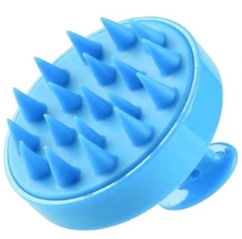 Masażer do skóry głowy na sucho i mokro myjka szczotka silikonowa niebieska