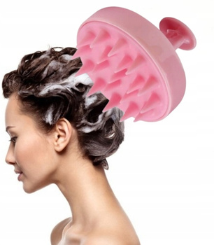 Masażer do skóry głowy na sucho i mokro myjka, szczotka silikonowa różowa