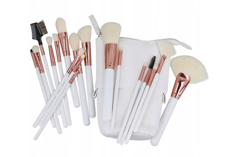 ilu Basic Set 18 Makeup Brushes Zestaw 18 pędzli do makijażu + etui białe
