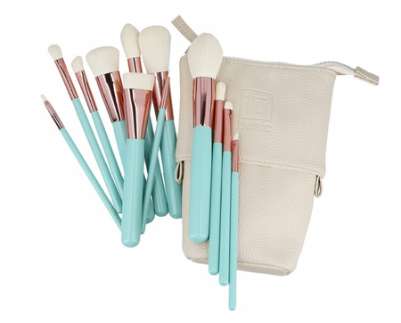 ilu Basic Set Makeup Brushes Zestaw 12 pędzli do makijażu turkusowe + etui