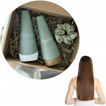 Zestaw prezentowy po keratynie AGAVE szampon odżywka gumka jedwabna
