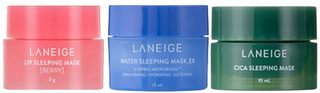 LANEIGE Lip Berry Ex 3g +Water EX 15ml +Cica 10ml zestaw 3 x Sleeping Mask