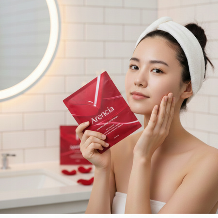 Maska Żelowa do twarzy z Kolagenem efekt liftingu Anti-Aging Arencia 4szt