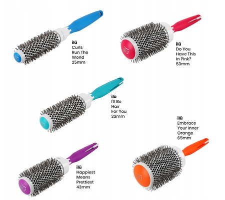 ILU Round Hairbrush ZESTAW 5 szczotek ceramicznych do modelowania włosów