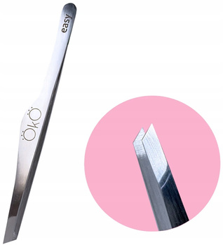 Profesjonalna pęseta do brwi ze skośnymi końcówkami 02 ręcznie ostrzona OkO