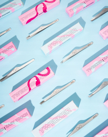 Pęseta do brwi ze skośnymi końcówkami Ręcznie ostrzona profesjonalna 01 OkO