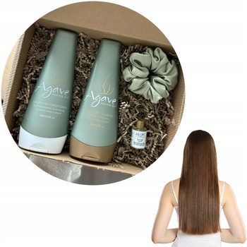 Zestaw prezentowy po keratynie AGAVE szampon odżywka olejek gumka jedwabna