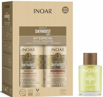 INOAR ABSOLUT DAYMOIST szampon + odżywka po keratynie 2x250ml + olejek 7ml