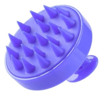 Masażer do skóry głowy na sucho i mokro, myjka, szczotka silikonowa fiolet