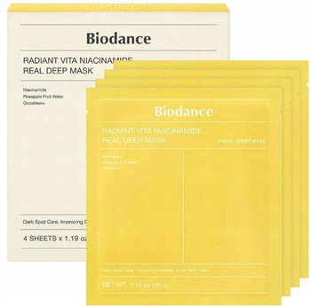 BIODANCE Radiant Vita Niacinamide Mask rozjaśnia, nawilża 4 szt. ORYGINALNE
