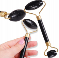 Masażer roller do twarzy z JADEITU, jadeitowy wałek dwustronny, czarny 1szt